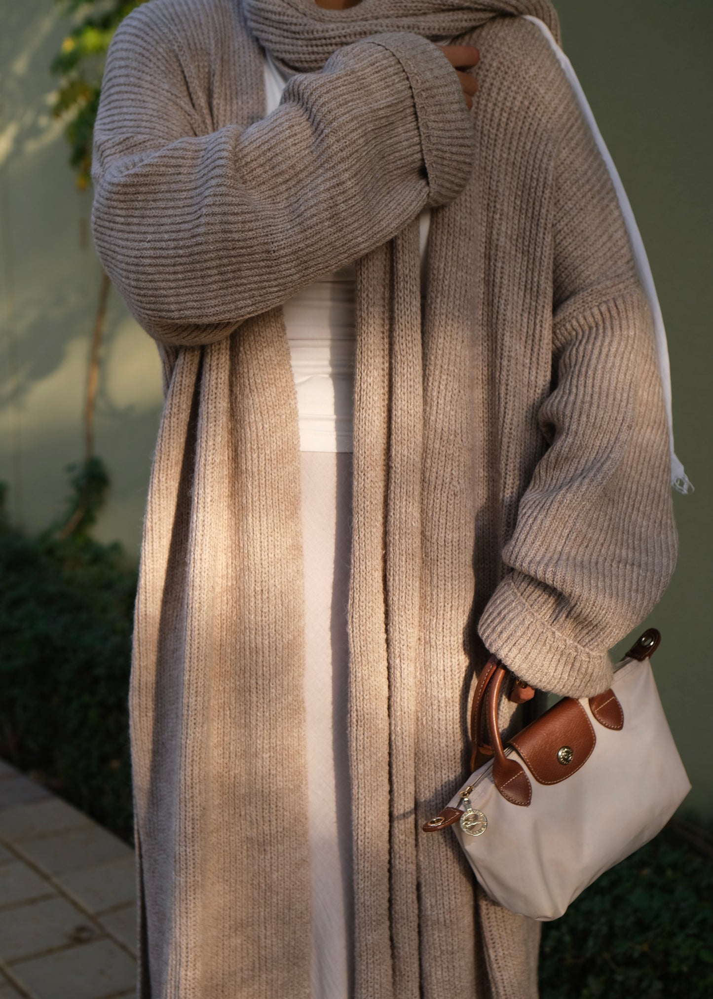 Layen — The Knit Cardigan & Scarf Set in Greyish Beige
