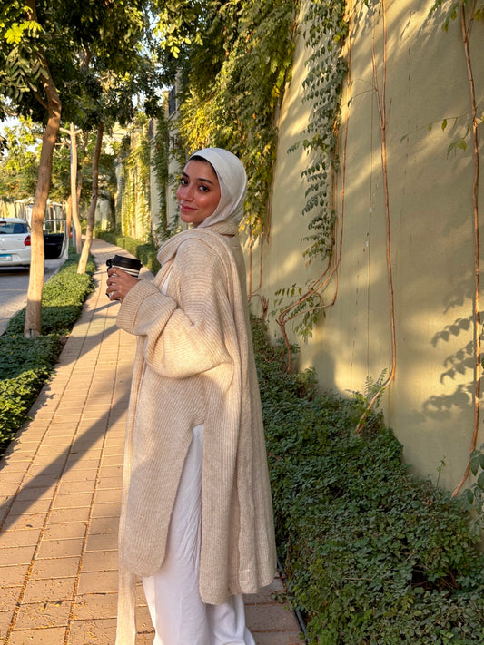 Layen — The Knit Cardigan & Scarf Set in Cream